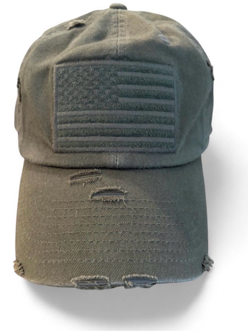 Kbethos army green distressed American flag baseball hat